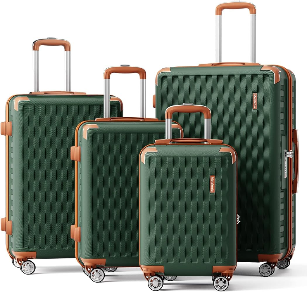 Melalenia Luggage Sets 4 Piece Hard Shell Carry on Suitcase with Spinner Wheels and TSA Lock, Lig... | Amazon (US)