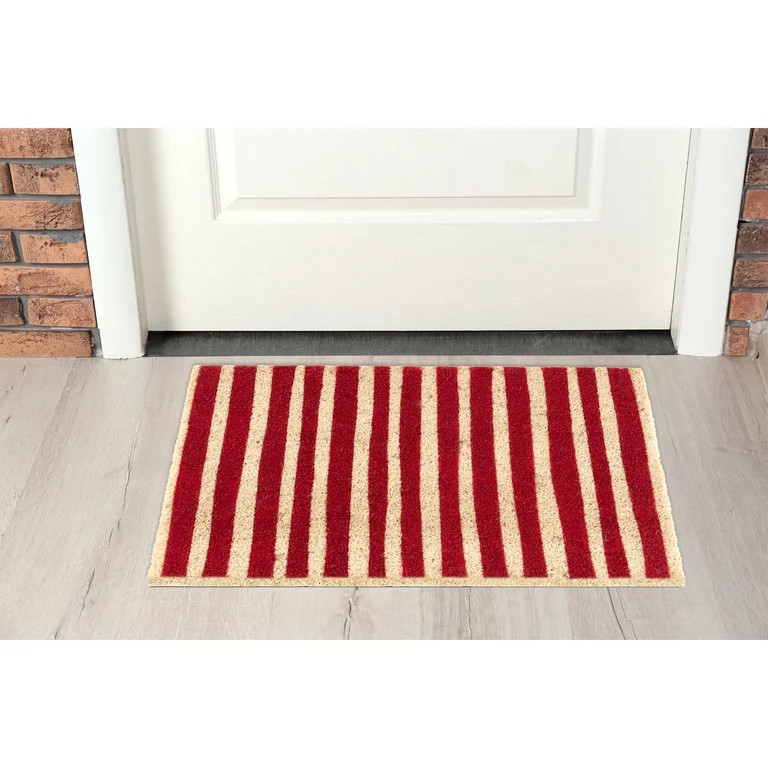 Mainstays Red Summer Stripes Coir Outdoor Doormat, 18"x30" | Walmart (US)