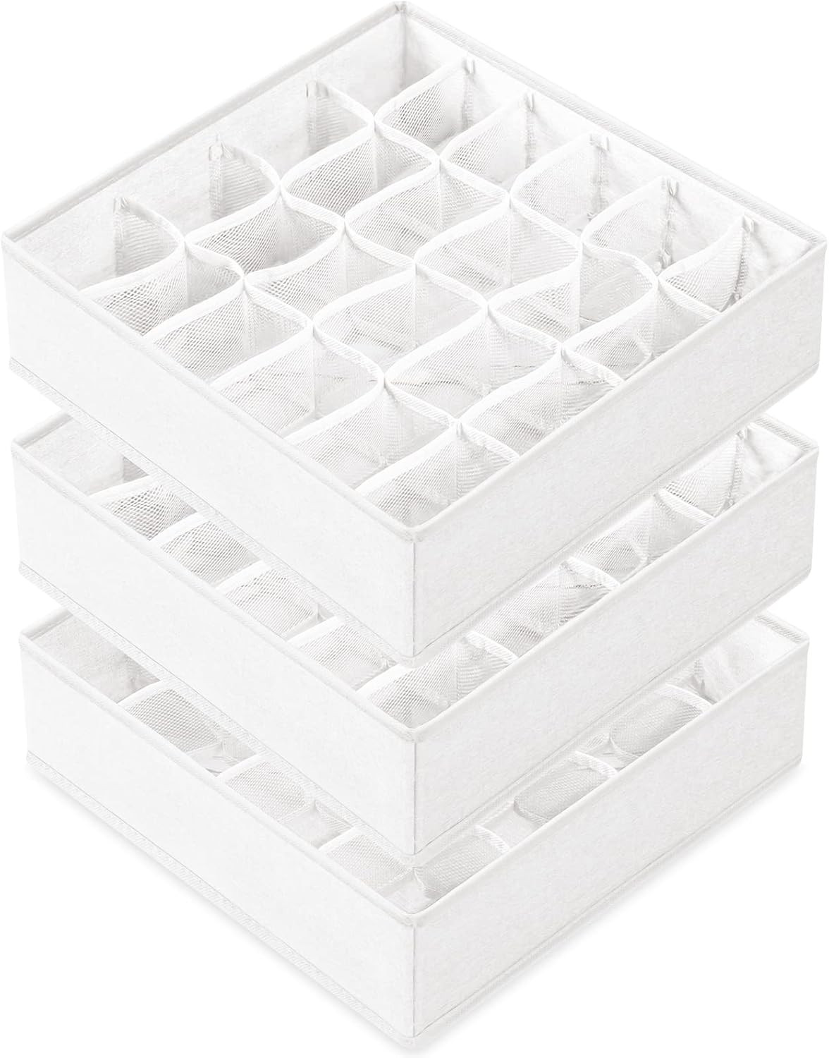 Criusia 3 Pack Sock Underwear Drawer Organizer Dividers, 64 Cell Fabric Foldable Cabinet Closet O... | Amazon (US)