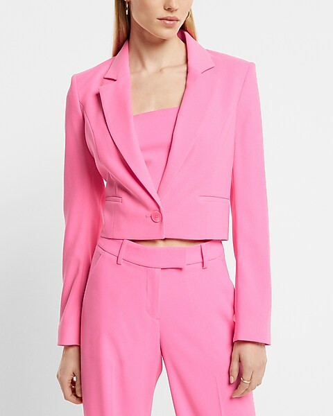 Notch Lapel One Button Cropped Blazer | Express