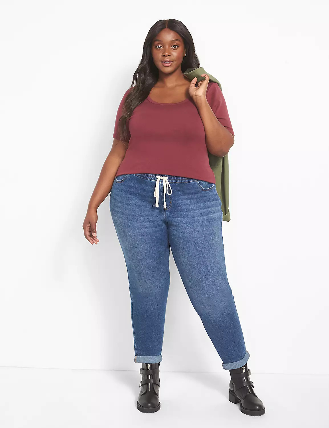 Fitted Short-Sleeve Open Scoop-Neck Tee | LaneBryant | Lane Bryant (US)