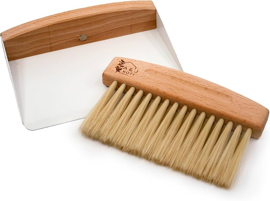A&J Koti Table Crumb Sweeper - Small Mini Metal Dustpan and Hand Brush Combo Set - Wood Crumber f... | Amazon (US)