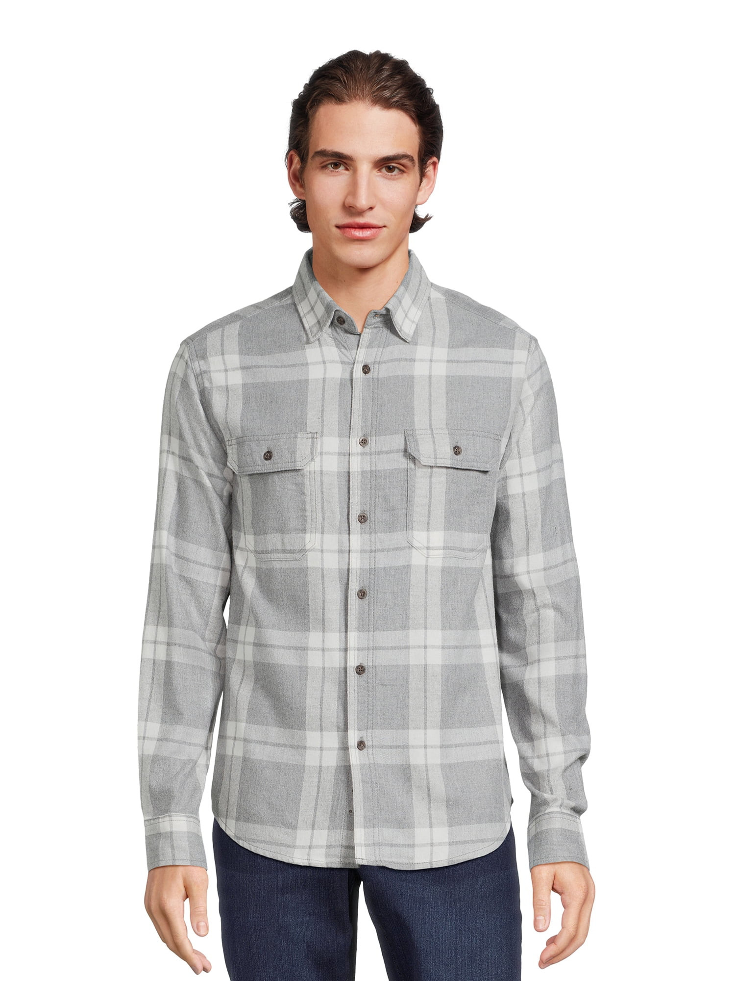George Men's Long Sleeve Flannel Shirt, Sizes XS-3XLT | Walmart (US)