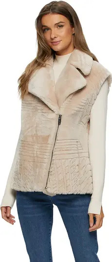 GORSKI Genuine Shearling Zip Vest With Grooved Pattern | Nordstrom | Nordstrom