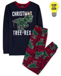 Mens Dad And Me Christmas Long Sleeve Glow In The Dark Christmas Tree-Rex Cotton Pajamas | The Children's Place