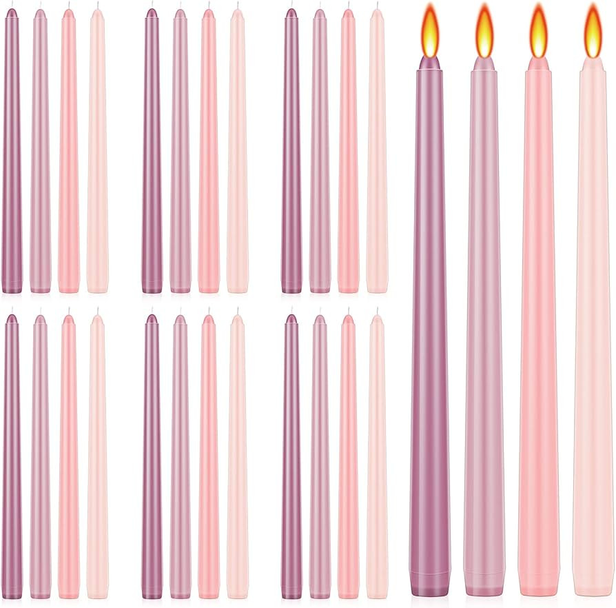 Treela 24 Pcs Pink Gradient Color Taper Candles 12 Inch Scented Smokeless Candle Sticks Long Tall... | Amazon (US)