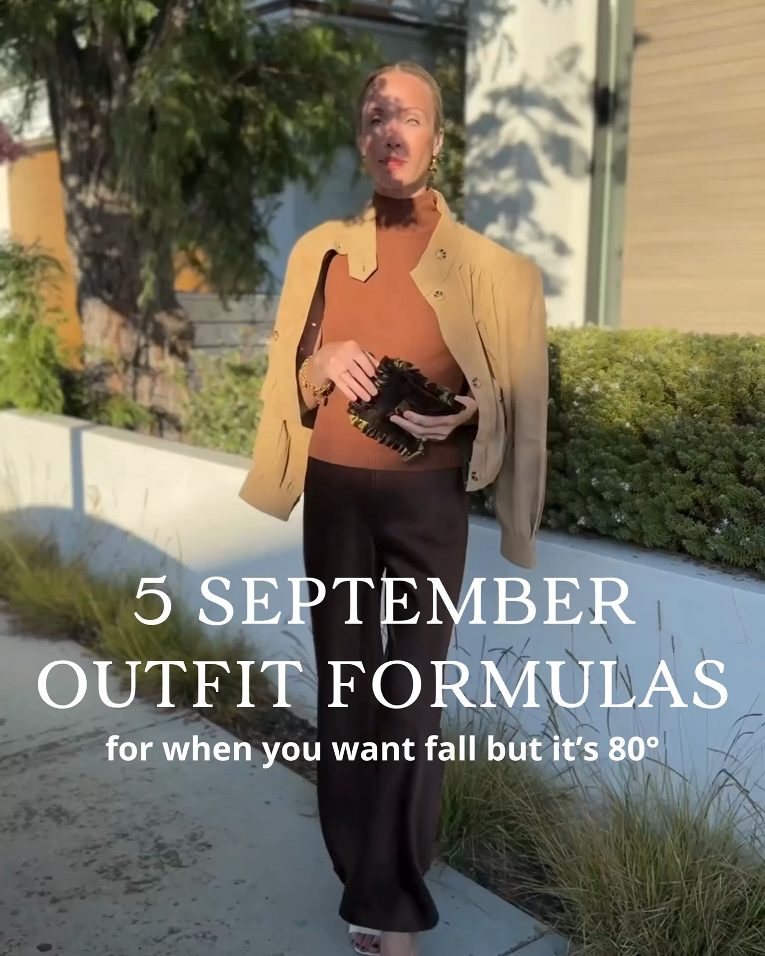 September outfit formulas! What I’d send a client wanting to dress like fall now in the heat. Light layers, rich fall colors, and suede/leather accessories 🍂🫶🏻🍁🤎

#LTKgrwm #LTKootd #LTKSeasonal