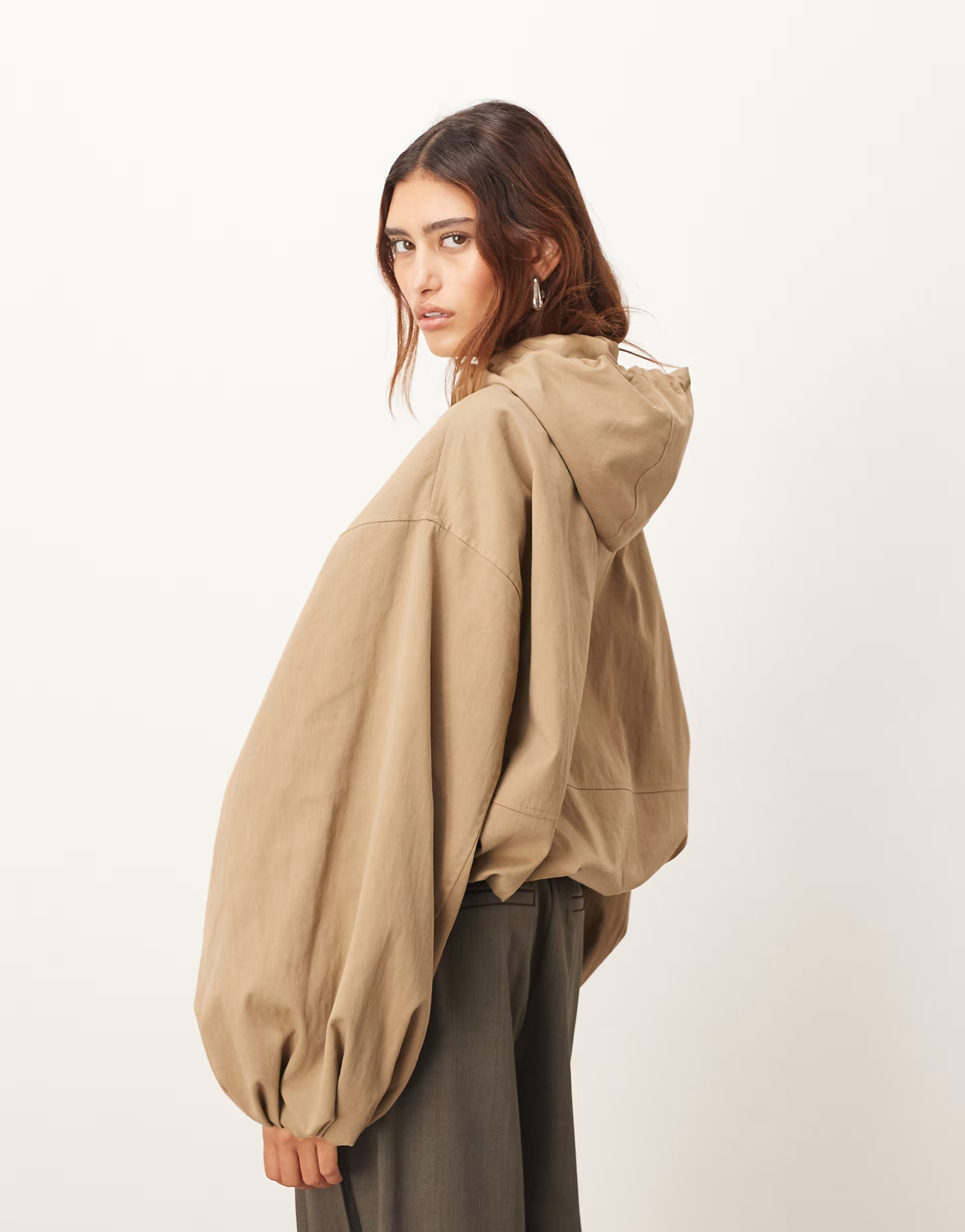 ARRANGE bubble hem windbreaker jacket in stone | ASOS (Global)