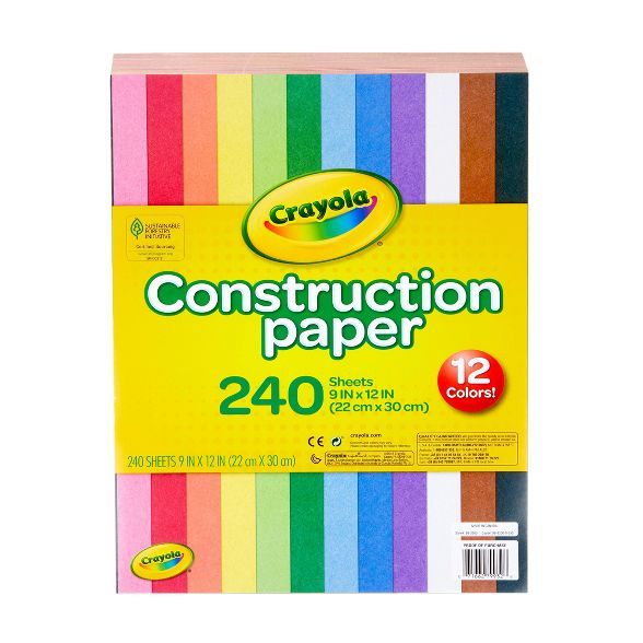 Crayola 240 Sheets Construction Paper - 12 Assorted Colors | Target