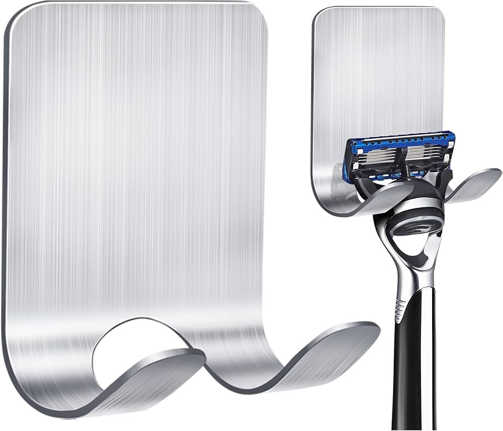 Razor Holder for Shower, 2 Pack Stainless Steel Razor Holder Hooks, Waterproof Self-Adhesive Shav... | Amazon (US)