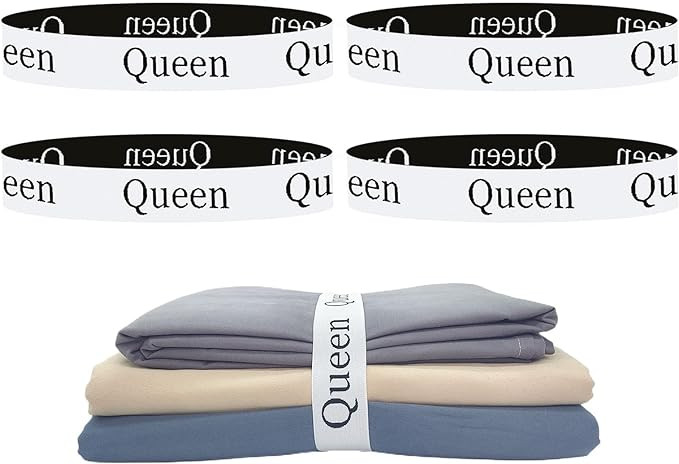 4 Pieces Bed Sheet Organizer Bands, Sheet Organizers and Storage Label Bands, Sheet Label for Bed... | Amazon (US)