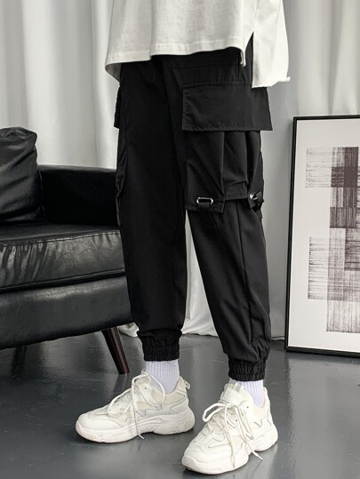 Guys Pocket Front Buckle Decor Cargo Pants | ROMWE