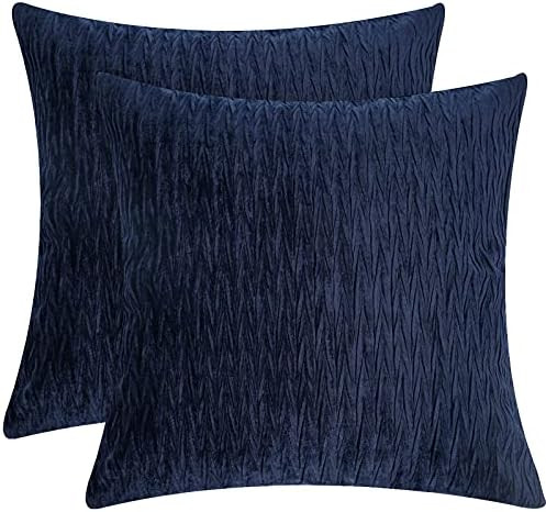 PHF Wrinkled Velvet Euro Sham, 26"x 26", No Insert, 2 Pack Texture Euro Throw Pillow Covers, Supe... | Amazon (US)