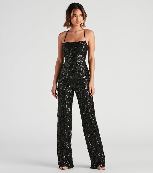 Radiate In Sequins Lace-Up Jumpsuit | Windsor Stores