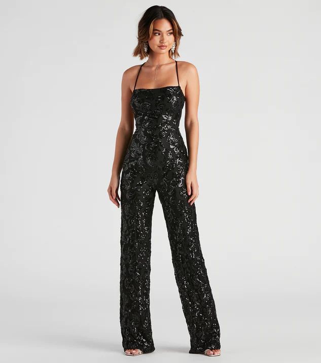 Radiate In Sequins Lace-Up Jumpsuit | Windsor Stores