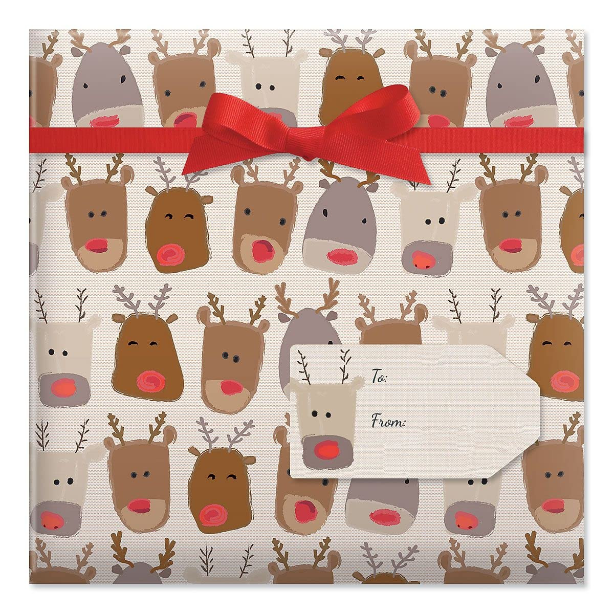 Current Christmas Wrapping Paper Rolls- Reindeer Heads Premium Jumbo 23-Inch x 32-Foot Gift Wrap ... | Amazon (US)