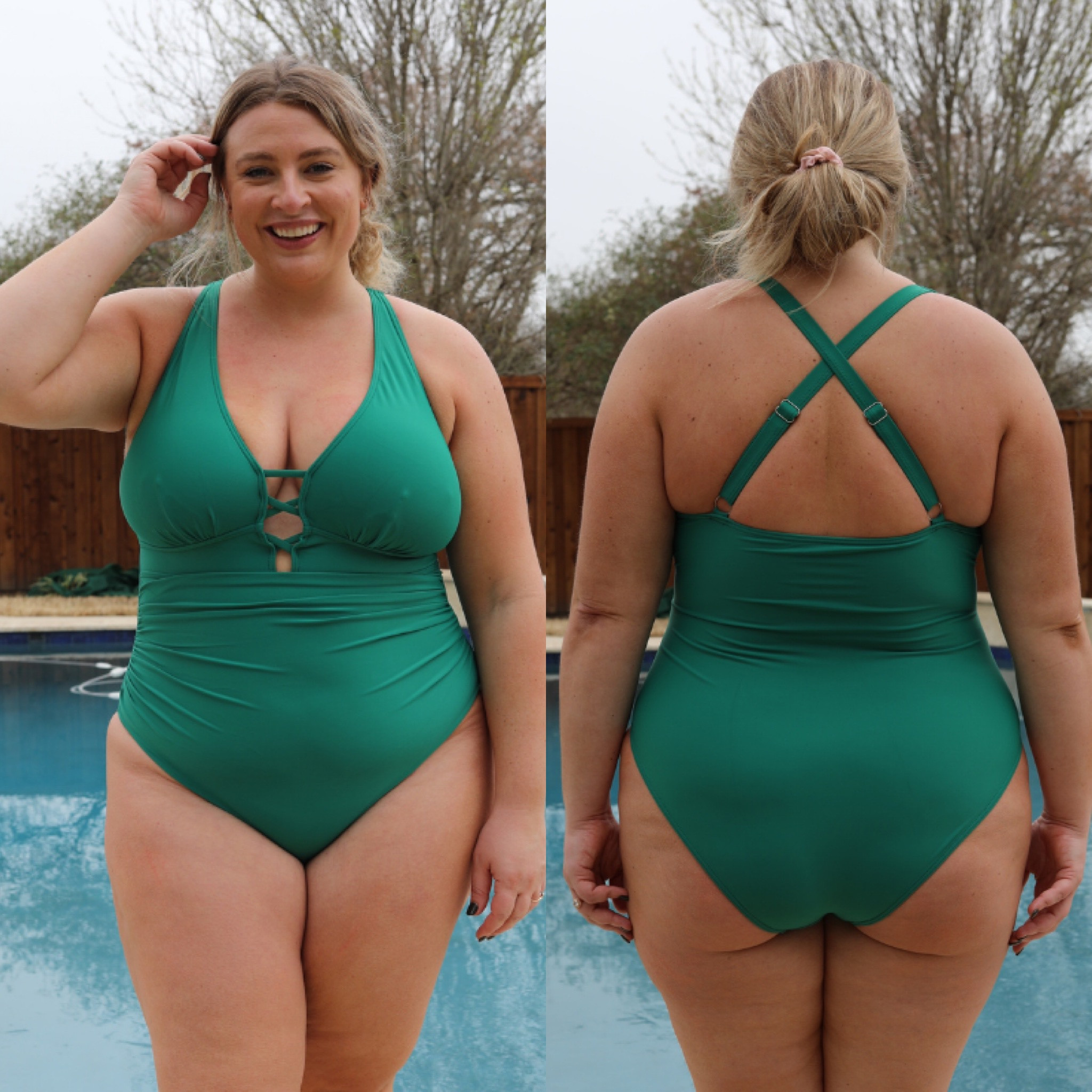 I was so close to loving this swimsuit… But the side boobs are trying to say hello to the world in it. I find the cut on the leg and on the booty to be gorgeous, a great way to create some shape on the body. The detailing on the chest is sexy without being overpowering. I don’t feel like I am falling out the middle of the suit and you know I love an adjustable strap situation. If you have slightly smaller boobs than me, I would give it a try. But if you are similar or larger in the chest, I think you’ll pop out like me.

This  Amazon one piece is $34 available in sizes med-24 Plus and 28+ color variations. I am wearing 14. #onepieceswimsuit #amazonswim #onepiecebathingsuit 

#LTKcurves #LTKswim #LTKunder50