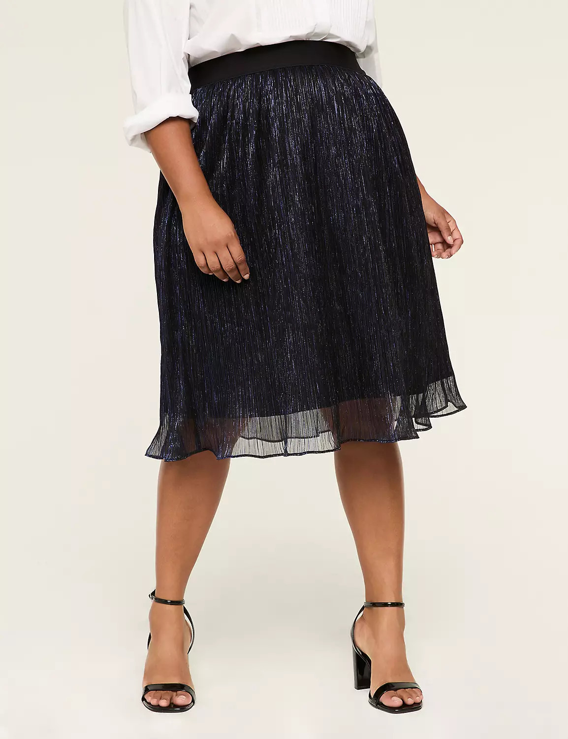 Lurex Shimmer Crinkle Knit Skirt | Lane Bryant (US)