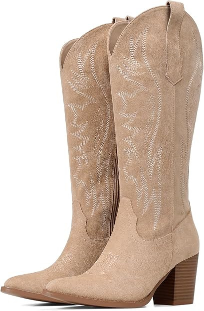 AOSPHIRAYLIAN Cowboy Boots for Women Pointed Toe Knee High Cowboy Boots Women Wide Calf Cowgirl W... | Amazon (US)