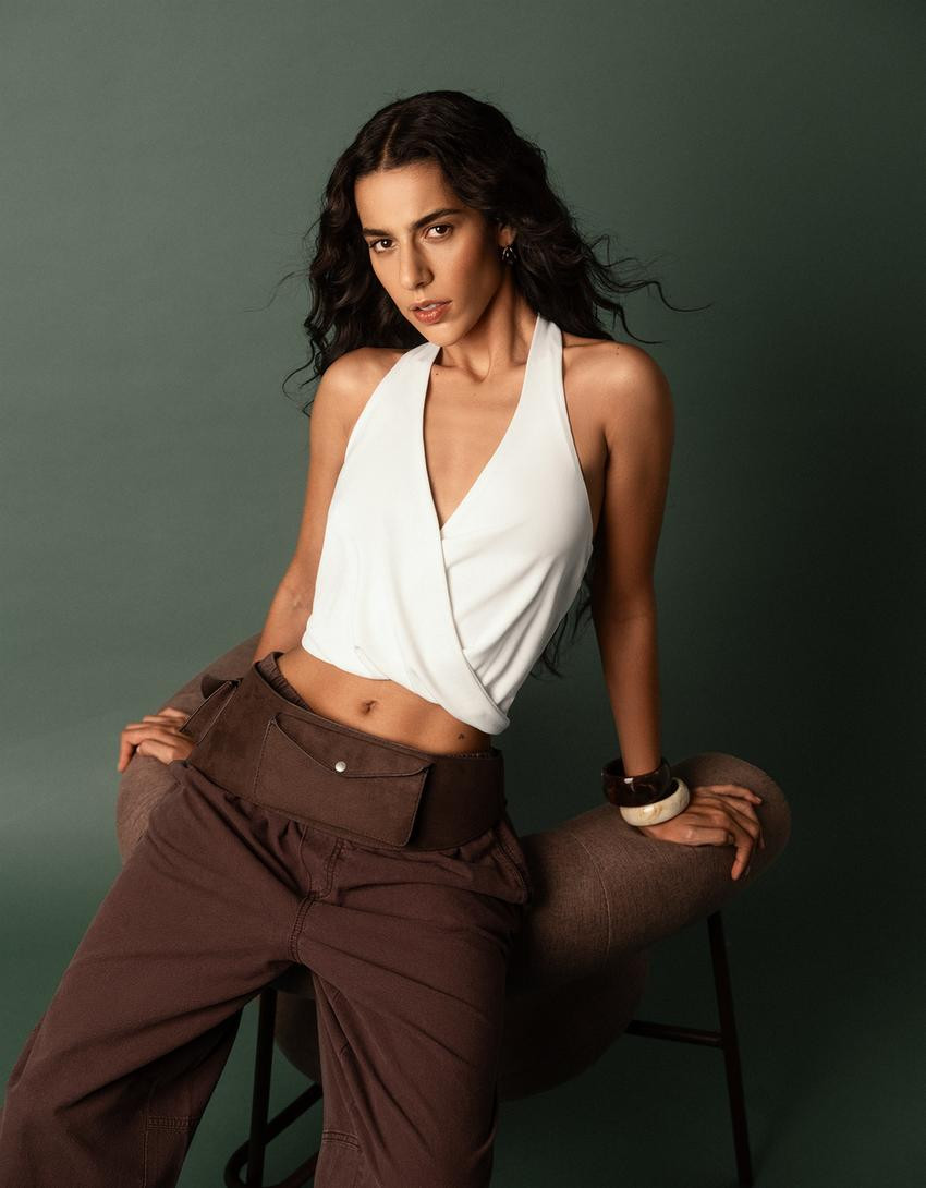 Tie halter top - Women | Bershka UK