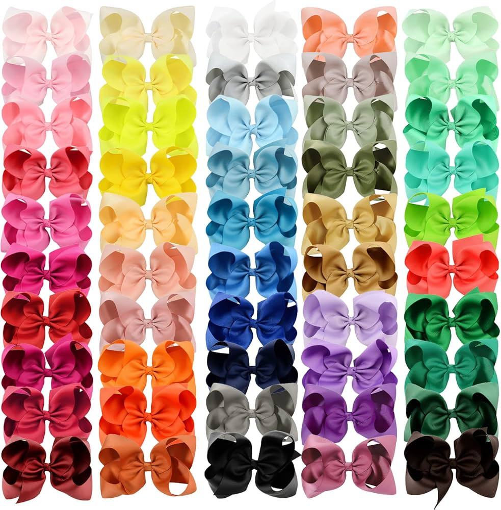 50pcs 6 Inches Large Hair Bows Alligator Clips Grosgrain Ribbon Hair Barrettes Accessories for To... | Amazon (US)