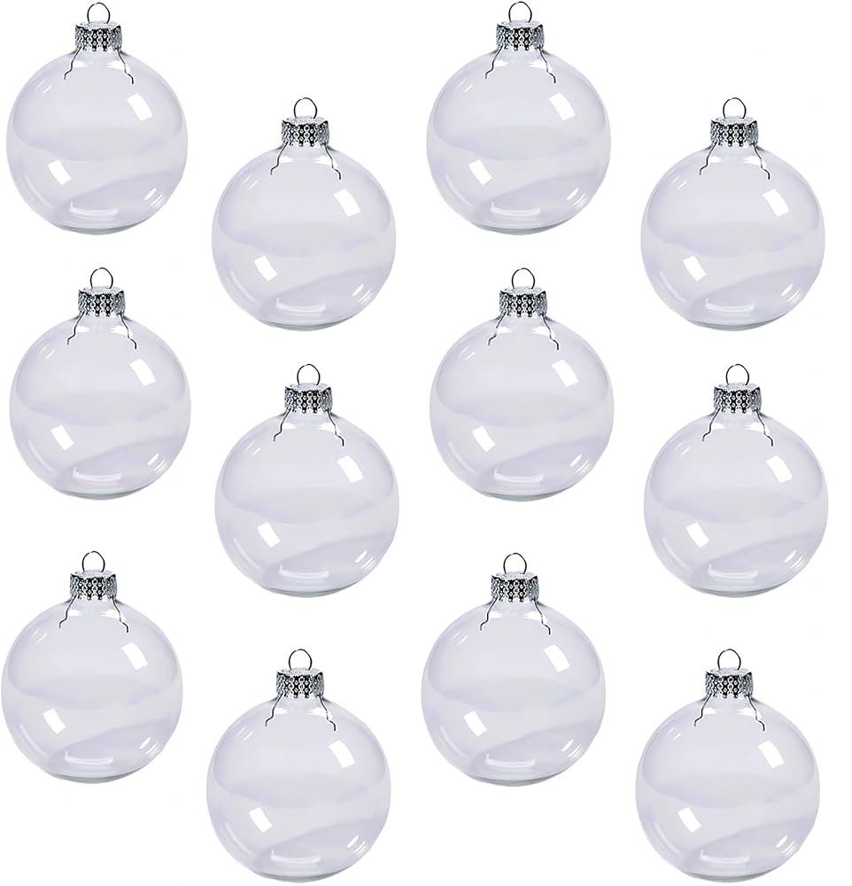 12 Pcs Clear Plastic Fillable Ornament Balls,2.36Inch Christmas DIY Baubles for Christmas, Hallow... | Amazon (US)
