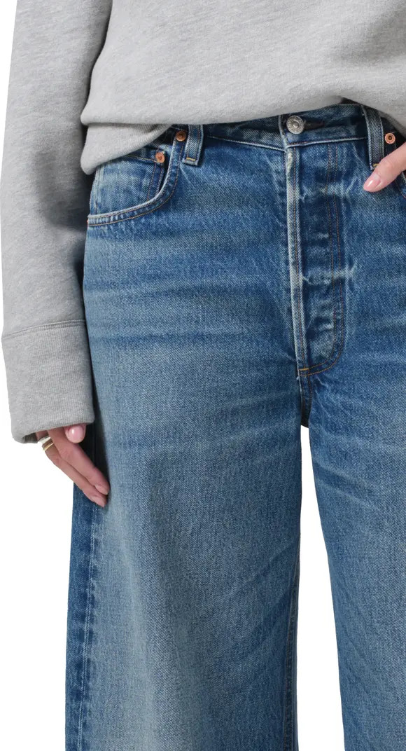 Ayla High Waist Raw Hem Ankle Baggy Wide Leg Jeans | Nordstrom