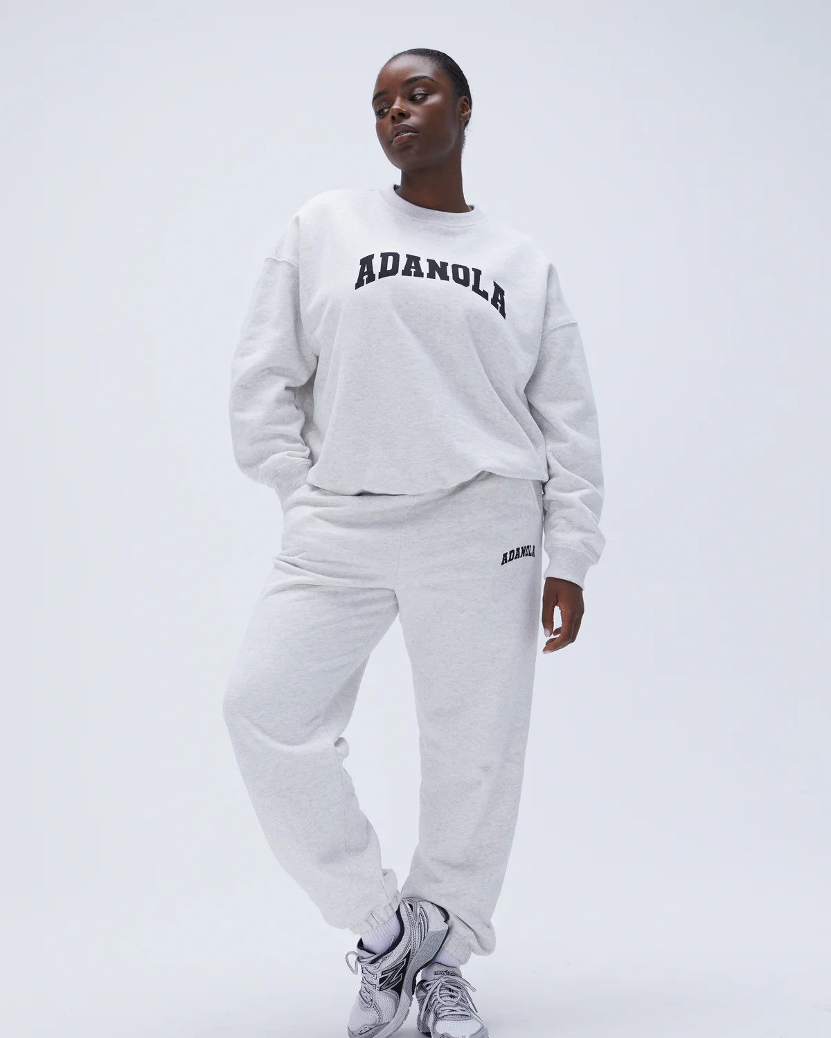 Varsity Sweatpants - Light Grey Melange/Black | Adanola UK
