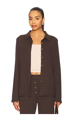 VIR VITA Eloise Pointelle Shirt in Espresso from Revolve.com | Revolve Clothing (Global)