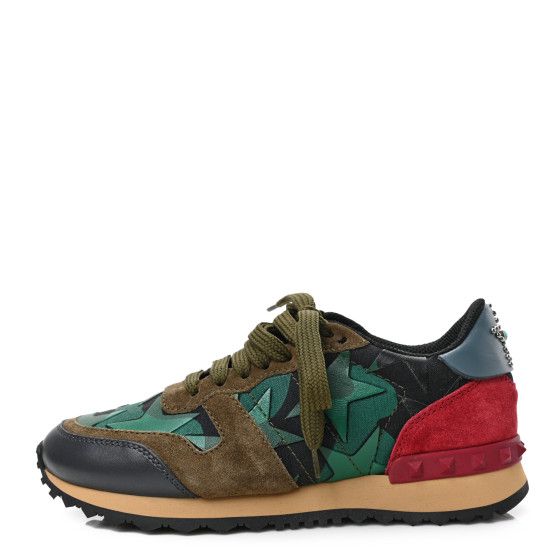 Nappa Suede Camouflage Womens Rockrunner Sneakers 35 Green Red Multicolor | FASHIONPHILE (US)