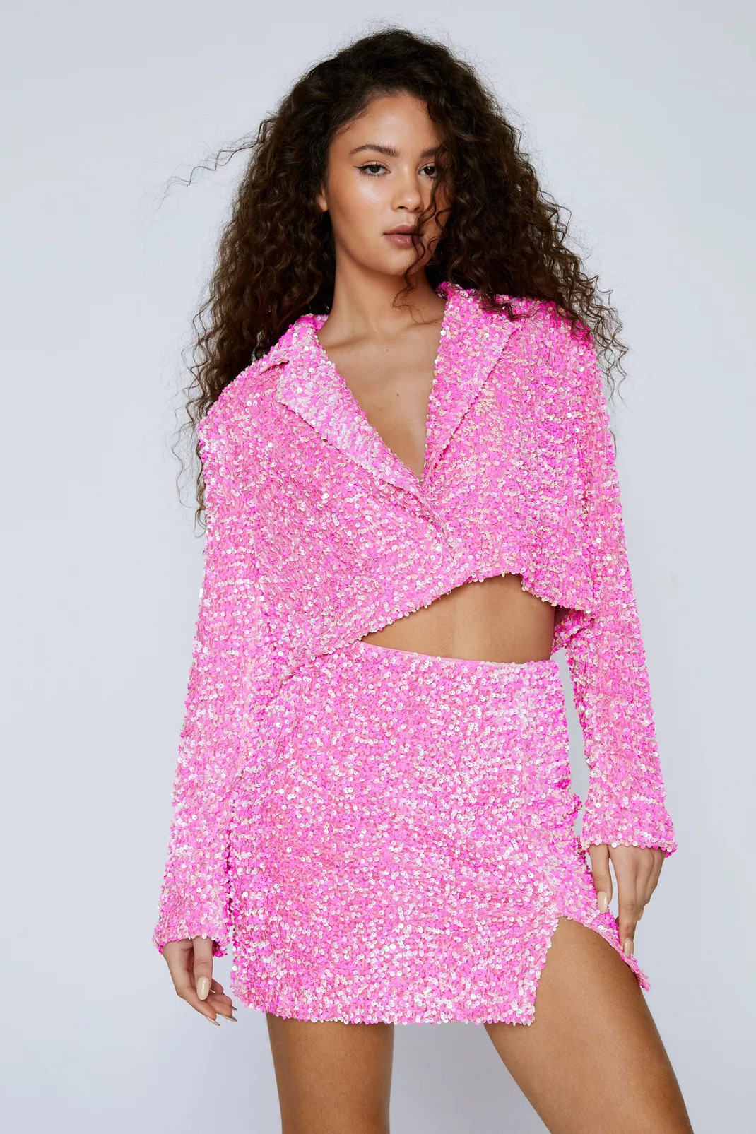 Premium Velvet Sequin Cropped Blazer | Nasty Gal (US)
