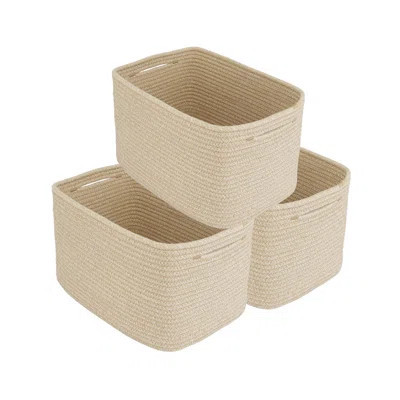 Rope Storage Basket For Organizing Shelves Rectangle Decorative Baskets 3 Pack | Wayfair North America