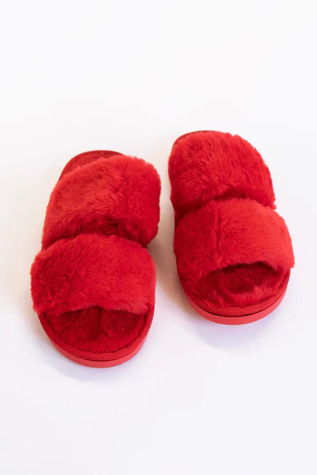 Goodnight Dreams Fuzzy Red Slippers | The Pink Lily Boutique