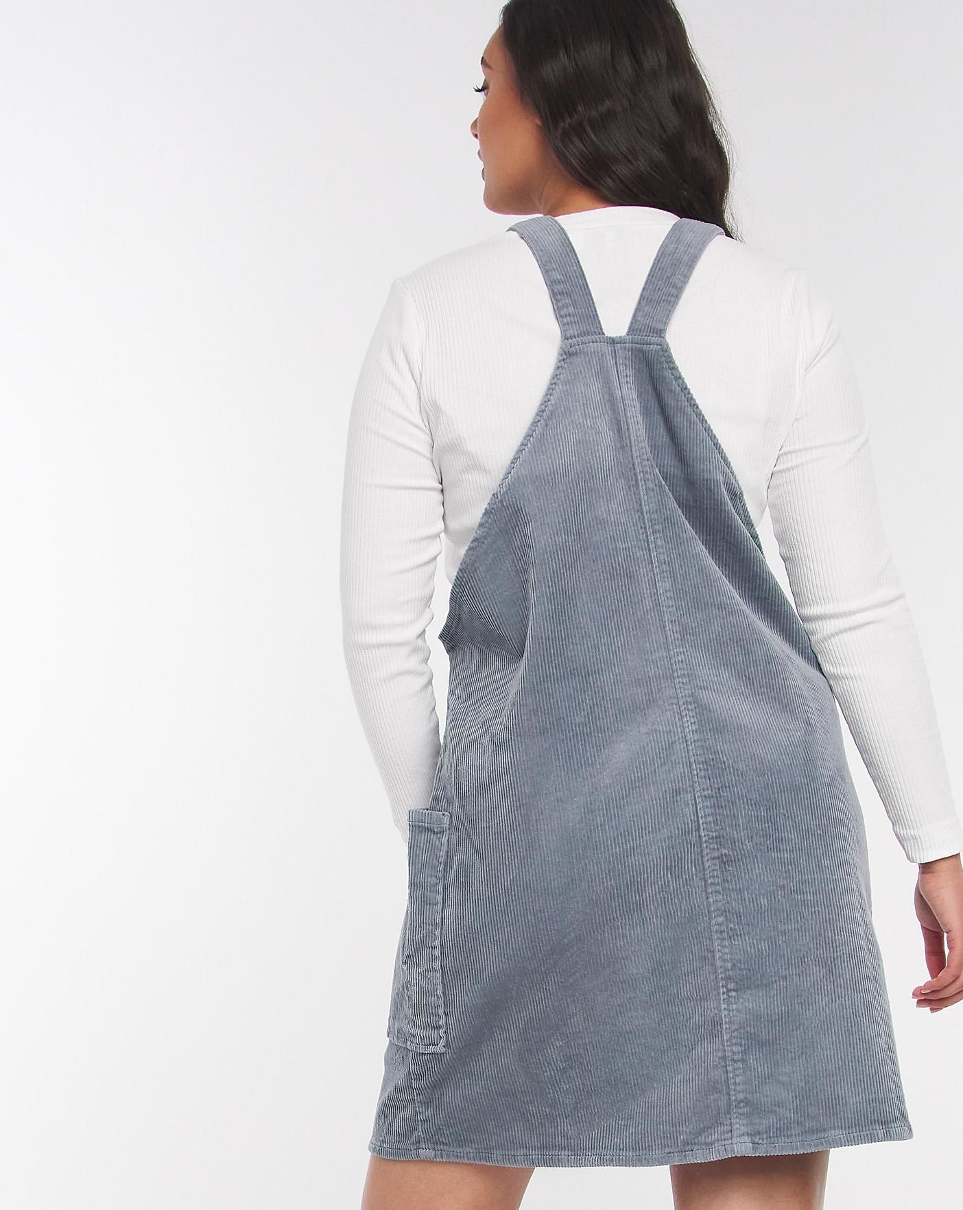 Light Blue Stretch Cord Pinafore Dress | Simply Be (UK)