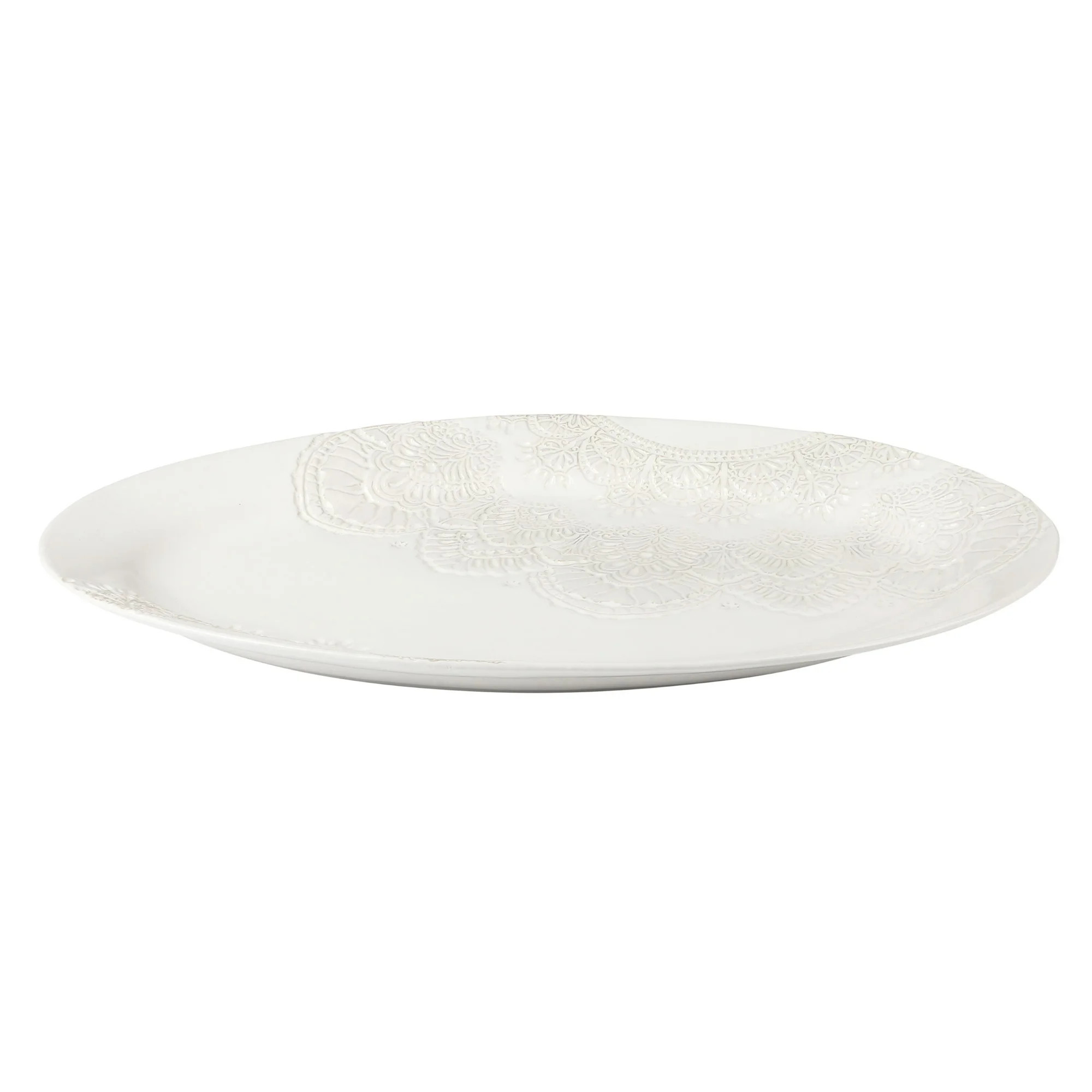 The Pioneer Woman Vintage Lace 20-inch Stoneware Oval Serving Tray Platter, White | Walmart (US)