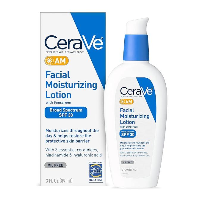 Facial Moisturizing Lotion SPF 30 | Oil-Free Face Moisturizer with Sunscreen | Non-Comedogenic, 1... | Amazon (US)