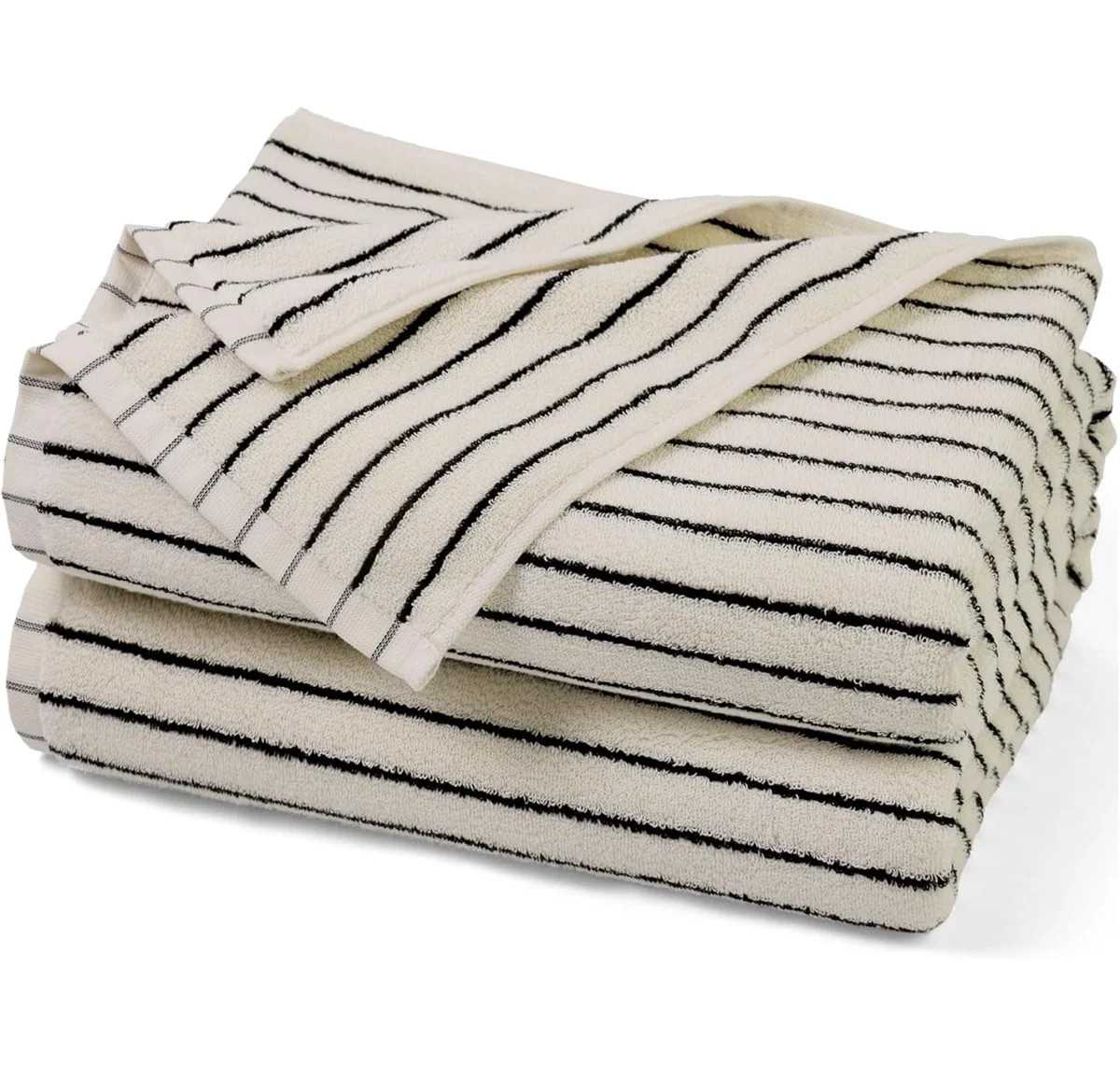 Black and Ivory Striped Bath Towels Set of 2, Lighter & Quick Dry Towels Large 27.5 x 55 inches | Wayfair North America