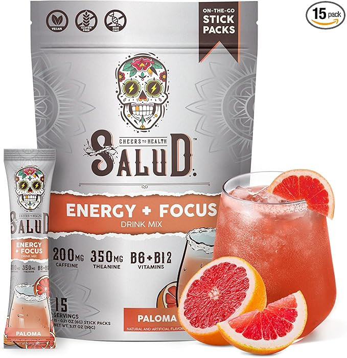 Salud 2-in-1 Energy Drink Powder + Focus, Paloma, Organic Caffeine, B6 + B12, Theanine, Clean Ene... | Amazon (US)