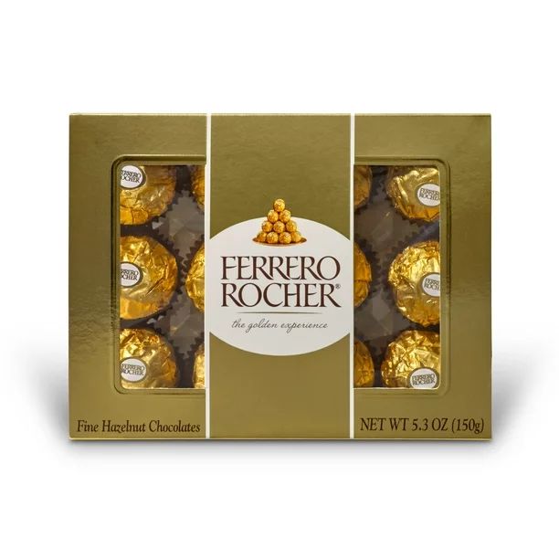 Ferrero Rocher Fine Hazelnut Milk Chocolate, 12 Count, Chocolate Candy Gift Box, Great for Holida... | Walmart (US)