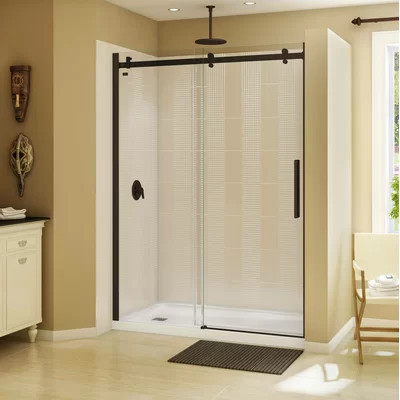 Halo 59" W x 79" H Single Sliding Semi-Frameless Shower Door | Wayfair North America