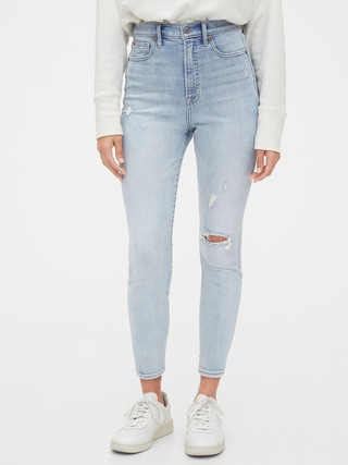 Sky High Destructed True Skinny Ankle Jeans | Gap (US)
