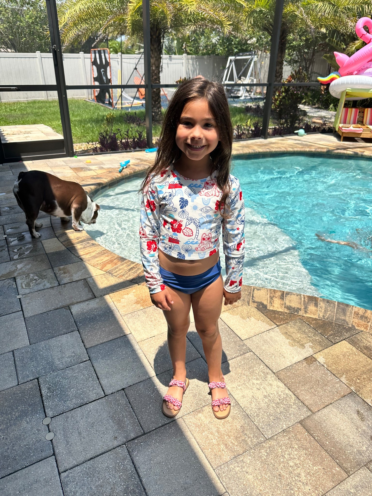 This girl is ready for the 4th of July. 
Girls bathing suit
Girls sandals 

#LTKKids #LTKSwim #LTKShoeCrush