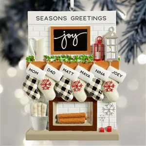Fireplace Stockings Personalized Family Ornament- 6 Name | Personalization Mall