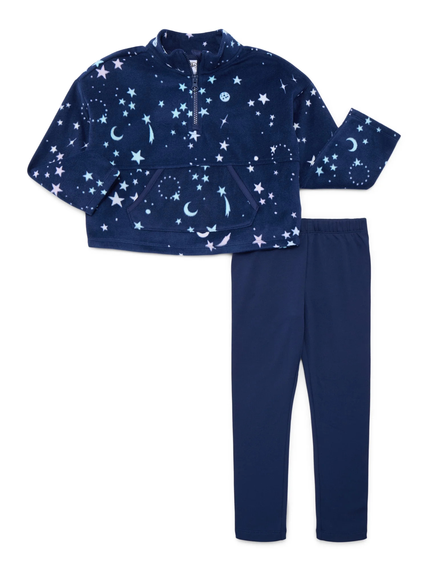 Athletic Works Girls Microfleece Pullover and Cozy Leggings Set, 2-Piece, Sizes 4-18 & Plus | Walmart (US)