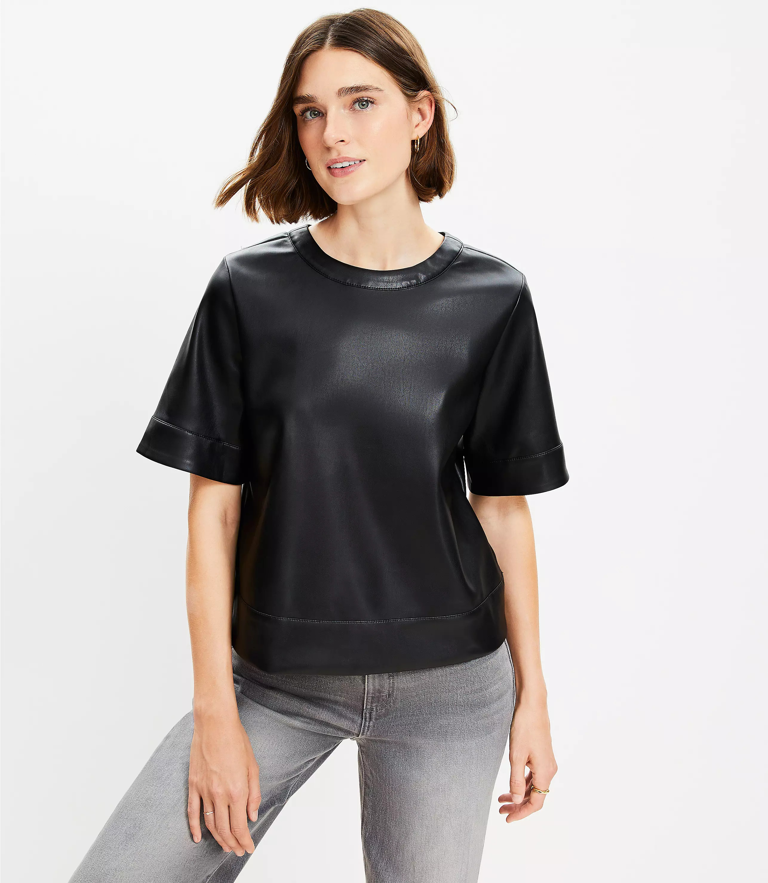Faux Leather Top | LOFT