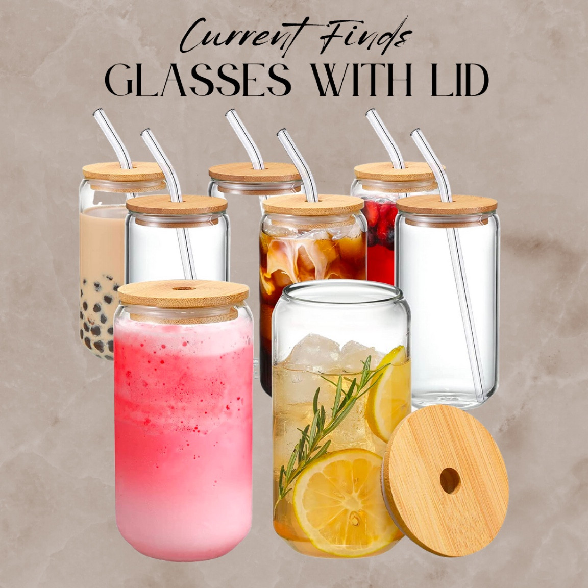 These glasses are perfect for your iced coffee, boba tea, lemonade, smoothie, cocktails or any other drinks! They come with a glass, a bamboo lid, and a glass straw. This particular one is a set of 8 but I’ve included links of other ones below as well. #boba #glassware #straw #glassstraw #glasswithlid #bamboo #organization #aesthetic #glass #icedtea #cocktails #amazonfind #amazon #ltkfind

#LTKGiftGuide #LTKSeasonal #LTKhome