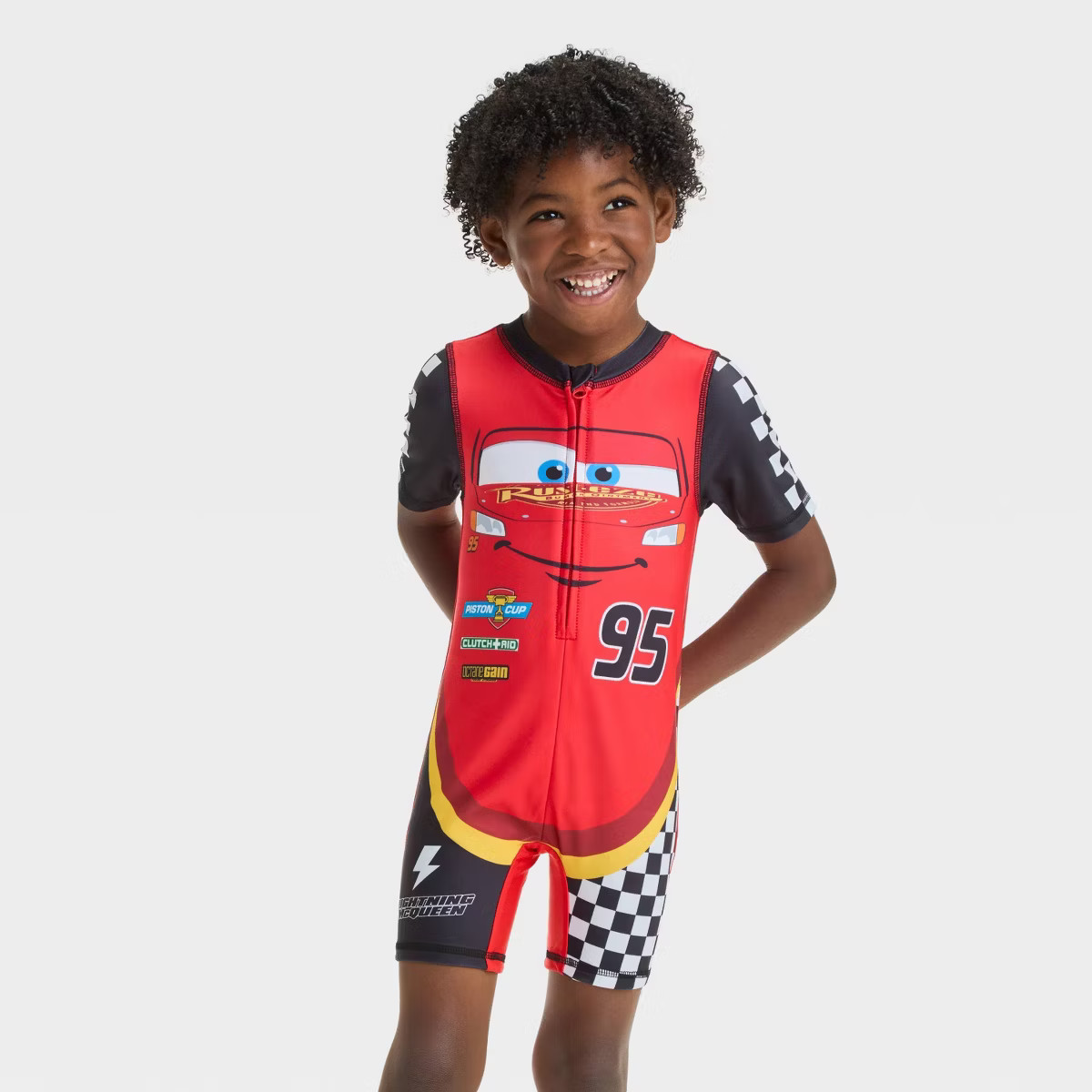 Toddler Boys' Cars One Piece Rash Guard - Red/Black | Target
