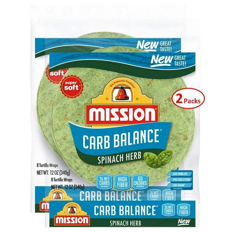 Mission Foods Carb Balance Spinach Herb Tortilla Wraps 8 Count - 2 Packs | Walmart (US)