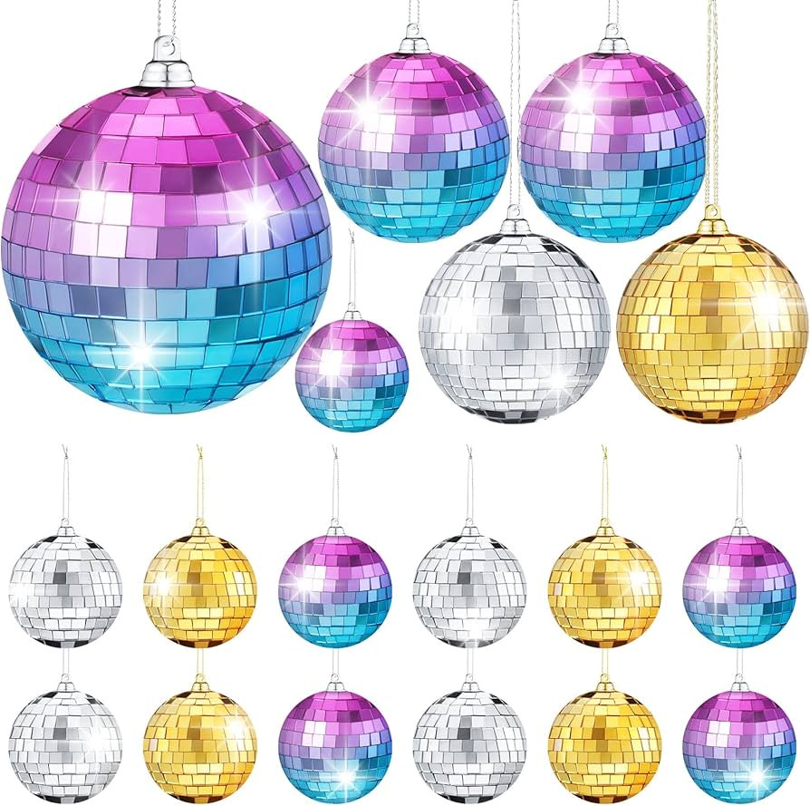 25 Pcs Disco Balls Ornament Mini Reflective Disco Ball Disco Party Hanging Decorations with Lanya... | Amazon (US)