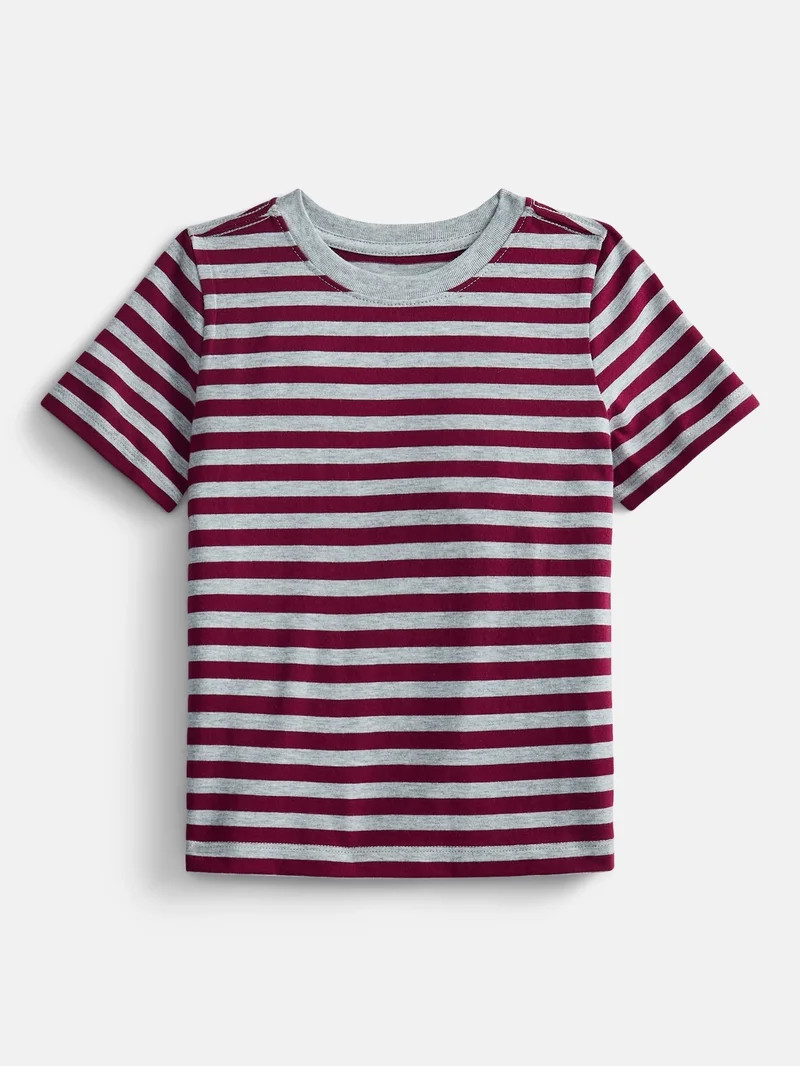 Wonder Nation Toddler Boys Striped Tee with Short Sleeves, Sizes 18M-5T | Walmart (US)